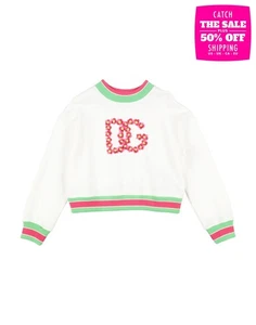 RRP€545 DOLCE & GABBANA Sweatshirt Size 3Y White Floral Logo Made in Italy - Picture 1 of 6