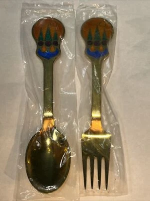 Juego de tenedores y cucharas de Navidad de plata esterlina Dinamarca lavado oro 1979 A. Michelsen Foto 1 de 4