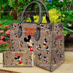 Personalisierte Ledertasche Handtasche mit Namen Disney Mickey Mouse Cartoon, Mickey Handba - Bild 1 von 6
