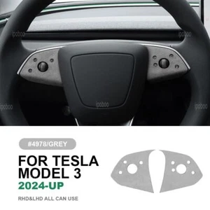 Pegatina de ajuste de parche de botón de volante de gamuza gris para Tesla Model 3 Highland - Imagen 1 de 9