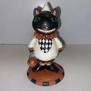 Vintage Look/Stil Harz schwarze Katze Halloween Clown freches grinsendes Lächeln 6 Zoll - Bild 1 von 11