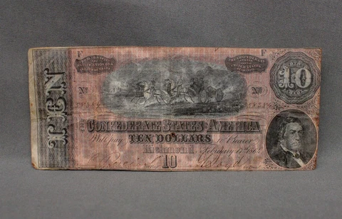 1864 CSA Richmond Confederate States $10 Ten Dollar Note Civil War Cover