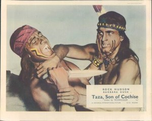 Taza Son Of Cochise original Lobby Card Rock Hudson barechested Rex Reason