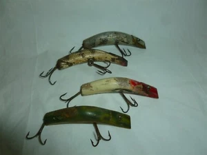 4 Vintage verwendbare Holz Lazy Ike Angelköder Set K-863 - Bild 1 von 11