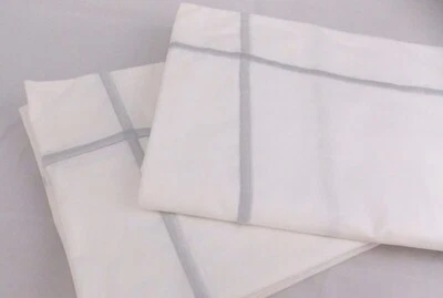 $330 YVES DELORME ATHENA PERCALE 2 EURO SHAM WHITE SILVER EMBROIDERED FRANCE NEW - Image 1 of 4