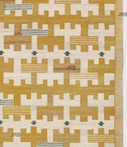 yellow Rug Handmade Swedish Scandinavian wool kilim Rug for Living Room Bedroom - Picture 1 of 6