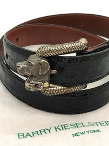 VTG Kieselstein Cord S.Silver Labrador Dog Buckle American Alligator Belt Size 1 - Picture 1 of 12