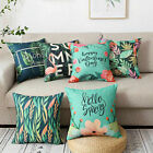 Decoration Home Case Sofa Waist Cushion Letter Leaf Print Cotton Linen Pillow