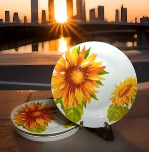 3 Royal Norfold Sunflower 10.5"W Dinner Plates - Picture 1 of 7