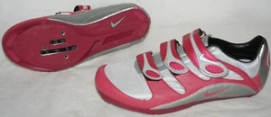 NIKE Road Bike Bicycle Spinning Shoes 2 or 3 Bolt Gray Pink Red 39 US Women 8 A+ - Picture 1 of 10