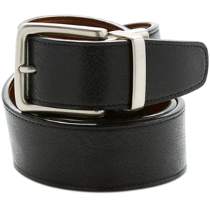 Perry Ellis Portfolio Men's Saffiano Reversible Belt - Black - Size: S (30-32) - Picture 1 of 6