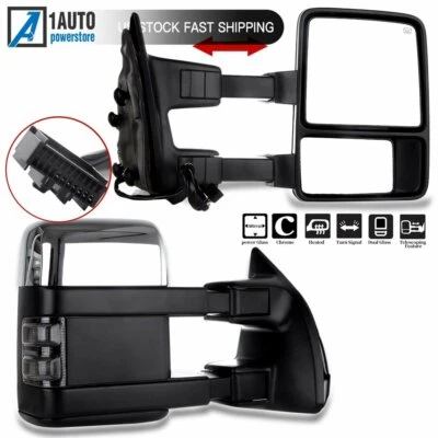 Power Heated Signal Chrome Towing Mirrors For 2008-16 Ford F-250 Super Duty 6.7L - Image 1 of 4