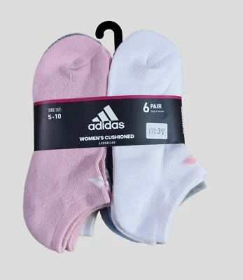 ADIDAS Womens Socks No Show Aeroready Cushioned 6 Pair Shoe Size 5-10 - Image 1 of 3