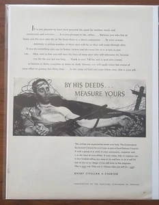 Vintage Print Ad By His Deeds Measure Yours WW2 Soldier Jesus John Falter 1943 - Picture 1 of 3