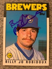 1986 Topps Traded BILLY JO ROBIDOUX Autographed Baseball Card #92T BREWERS