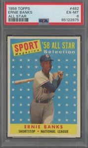 1958 Topps #482 Ernie Banks Chicago Cubs All-Star HOF PSA 6 EX-MT