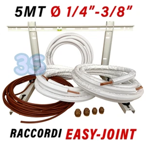 Kit installazione climatizzatore mono - 5mt rame 1/4'' + 3/8'' con staffa a pare - Photo 1/3