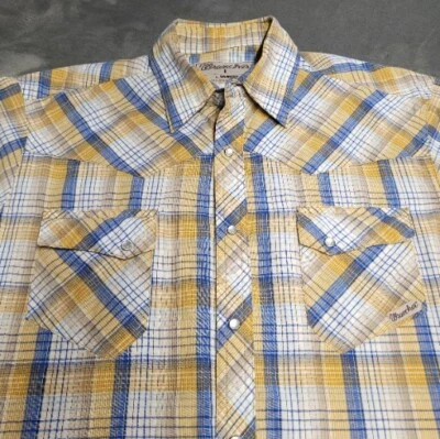 Camisa Wrangler Wrancher L Perla A Presión Multicolor A Cuadros Western Wear Bolsillo Frontal Foto 1 de 4