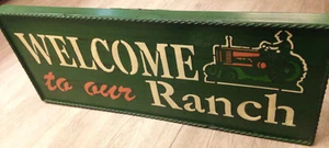 WELCOME SIGN RANCH METAL Large Farm Tractor Rustic RODEO COWBOY BARN 2 + ft ! - Picture 1 of 11