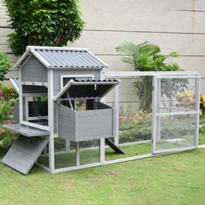 PawHub Extra Large 2.28 Meters Wooden Chicken Coop with run Rabbit Hutch Guinea - Picture 1 of 7