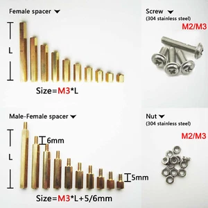 25/100X Bulloni Esagonali Ottone M2 M3 Colonna Supporto Distanziatore Vite Dado PCB Scheda - Foto 1 di 23