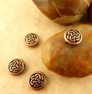 10 Antiqued Copper Retired TierraCast Celtic Knot Triad Circle beads - Picture 1 of 2
