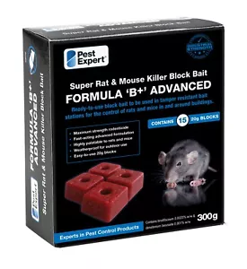 Pest Expert® Rat Poison Bait Blocks (300g) Max Strength - 15 x 20g Blocks - Picture 1 of 1