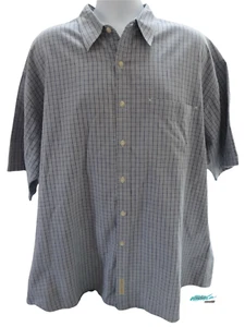 EAST ISLAND INDIGO BLUES Checkered Chambray Short Sleeved Blue/Gray SZ L Cotton - Picture 1 of 9