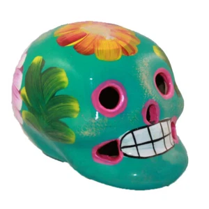 MEXIKANISCHER TALAVERA SCHÄDEL CATRINA HANDBEMALT TAG DER TOTEN DIA DE MORTOS - Bild 1 von 3