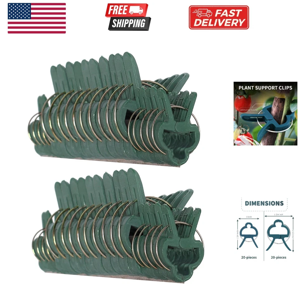40 PC Green Gentle Gardening Plant & Flower Lever Loop Gripper Clips Tool for SU