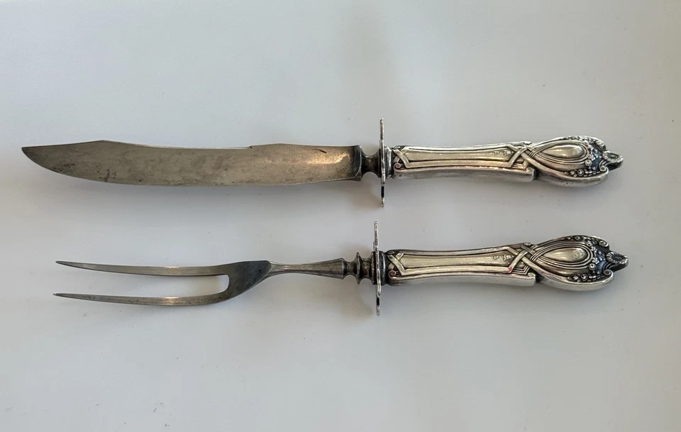 Juego de talla de carne de plata esterlina Monticello by Lunt 2 piezas con acero inoxidable 9 1/2" Foto 1 de 4