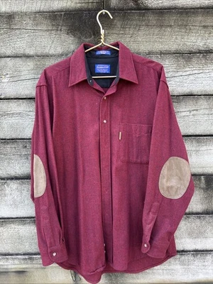 Vintage 60’s Pendleton Shirt Red Virgin Wool Leather Elbow Patches RARE EUC M LG - Image 1 of 4