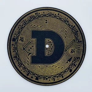 Dogecoin Logo 7" Inch Crypto Mat Slip Mat 1 Slipmat 3mm Black New Portablism - Picture 1 of 1