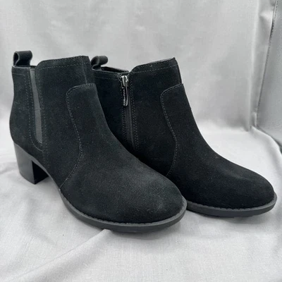 NWT Easy Spirit Segazer Women's Zip Up Short Boot Black Suede US 7.5  Wide - Image 1 of 4