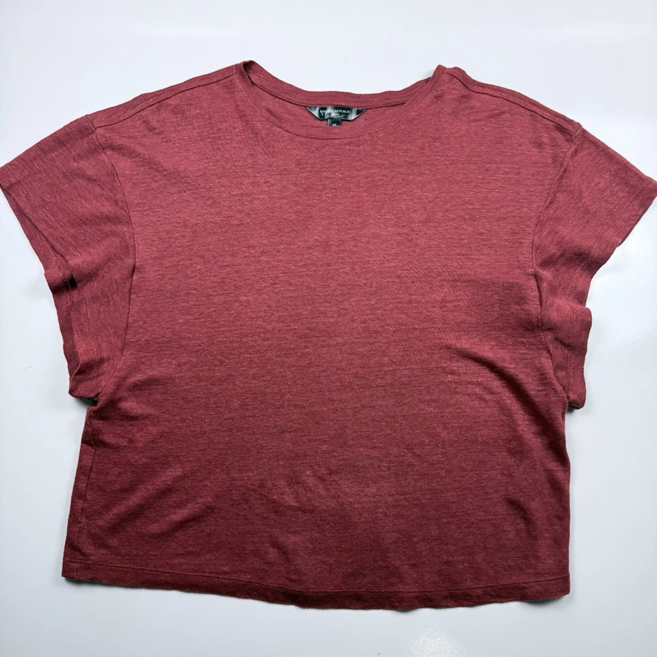 Camiseta informal ligera de manga corta roja XS de lino Banana Republic para mujer Foto 1 de 4