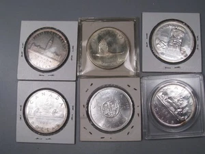 6 Silver Dollars Canada 1939, 1958, 1964, 1967, 1965, 1960. #34 - Imagen 1 de 15