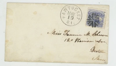 Mr Fancy Cancel Sc 114 Pawtucket RI Boston Mass Circle of V's Cancel Cvr #2911 Foto 1 de 2