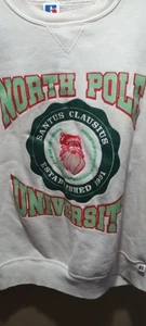 Vintage 90s Russell Athletic Sweater White North Pole University Size XL USA - Picture 1 of 7