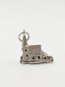 Colgante con dije de iglesia de plata de ley 925 vintage  - Imagen 1 de 4
