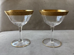 Tiffin Franciscan RAMBLER ROSE Gold Encrusted Champagne Tall Sherbet Glasses (2) - Picture 1 of 8