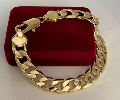 Luxus Herren Damen Panzer Armband 585er Gold 14K vergoldet 23 cm Unisex - Bild 1 von 4