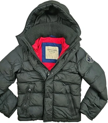 HOT Men's ABERCROMBIE & FITCH @ SPORTS QUILTED HOODED LINED PUFFER GRAY Jacket S - Image 1 of 4