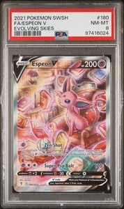 Espeon V 2021 Pokemon Spada e Scudo Cieli in Evoluzione 180/203 Full Art PSA 8 - Foto 1 di 2