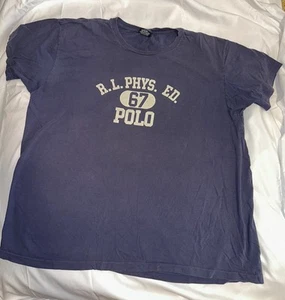Polo Ralph Lauren T Shirt Mens Large Phys Ed Navy Blue Vintage - Picture 1 of 3