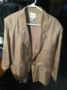 Rouge 100% Seide Suite Jacke Kaffee Farbe Größe L Vintage gebraucht - Bild 1 von 6