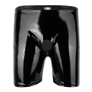 Herren Boxershorts mit Penisloch Slip Pants Lack Leder Wetlook Unterwäsche Sexy - Bild 1 von 15