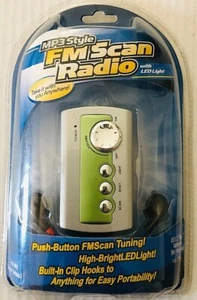 FM Scan Radio With LED Light MP3 Style Push Button Tuning Portable & Headphones - Picture 1 of 1