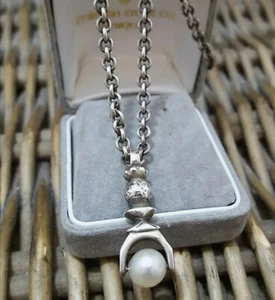 Collar Kara Varian Baker Vintage Plata de Ley 925, Perla Natural de Tahití - Imagen 1 de 9