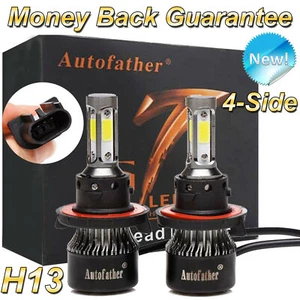 H13 9008 COB LED Headlight 4-Sided High&Low Beam 2000W 240000LM 6500K White 2X - Picture 1 of 12