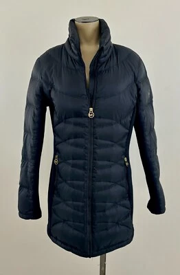 Chaqueta MICHAEL KORS DOWN Mujer Mediana Negra Cremallera Completa Bolsillo Elástico Panel Lateral Foto 1 de 4